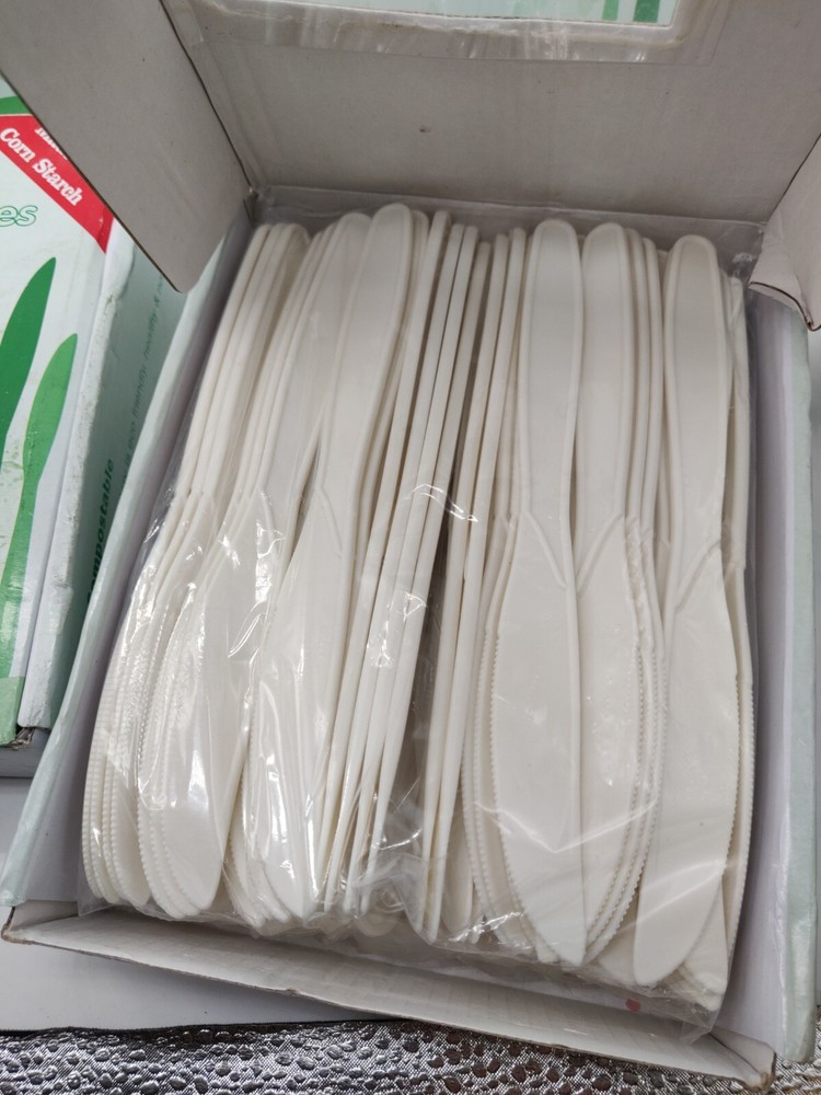 Biodegradable Cornstarch Cutlery 7.4" Table Knives Compostable 400 pcs