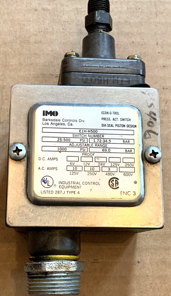 IMO Barksdale ECON-O-TROL PRESS.ACT.SWITCH E1H-H500