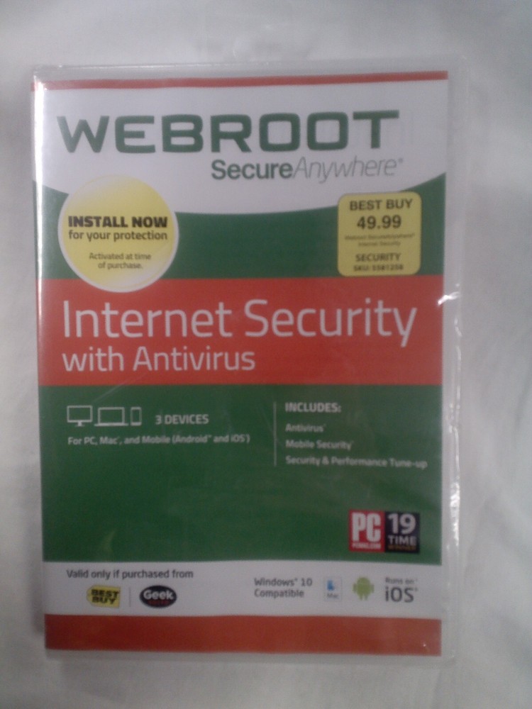 Webroot Internet Security With Antivirus For PC, Windows 10 Compatible