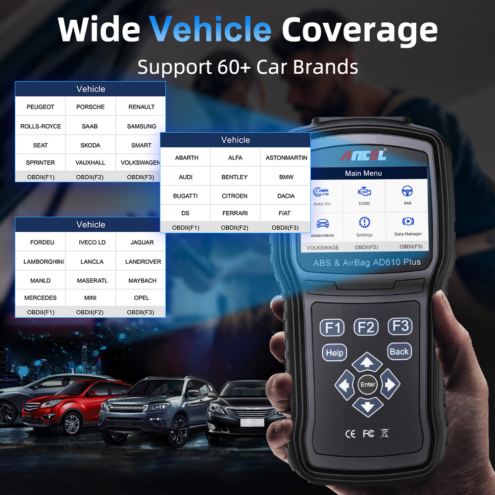ANCEL AD610 PLUS ABS Bleeding SRS SAS OBD2 Code Reader Scanner Diagnostic Tool