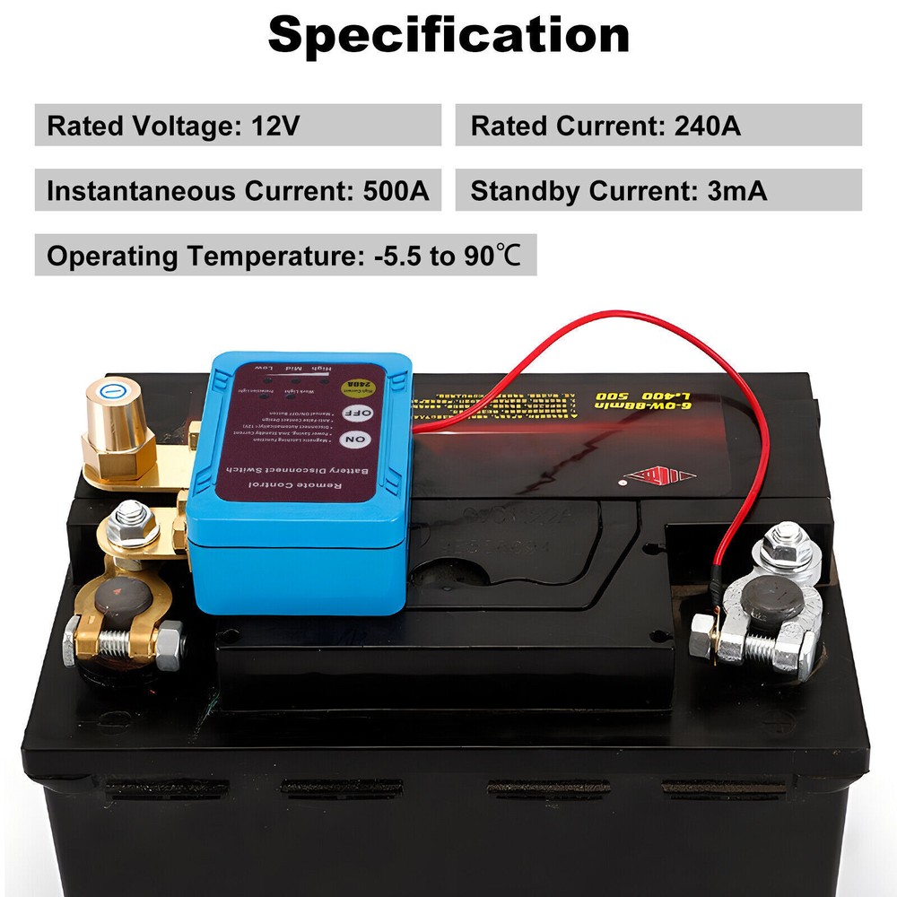 Remote Battery Disconnect Switch 12V 240A Battery Kill Switch for Auto RV ATV