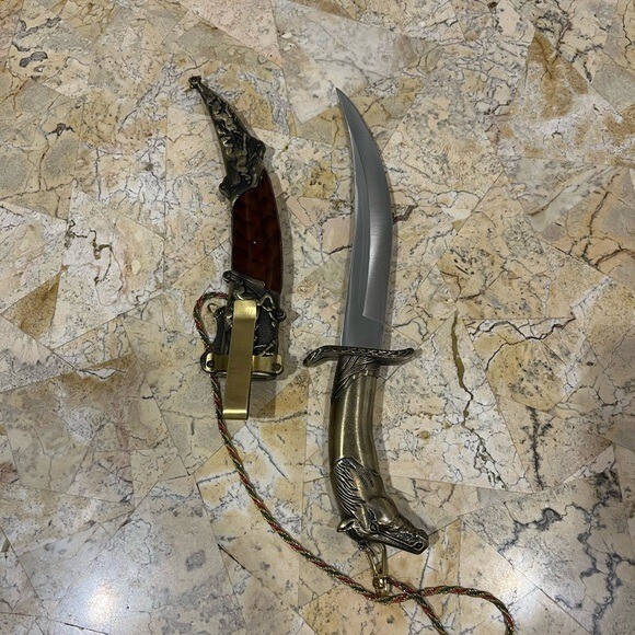 ASIAN Brass Dagger Intricate Design 12”