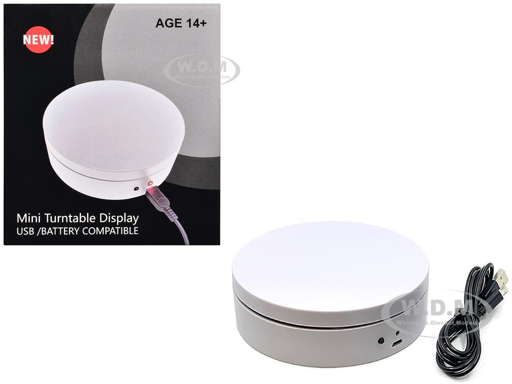 MINI TURNTABLE ROTATING DISPLAY STAND 4.75" WHITE FOR 1/64 SCALE MODELS E12-WH