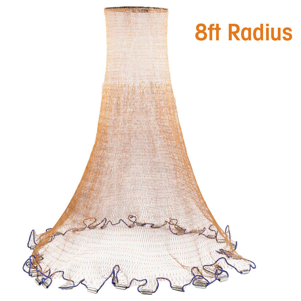 6/8/10/12/16/20FT Fishing Cast Net Bait Easy Throw Hand Cast Nylon Mesh