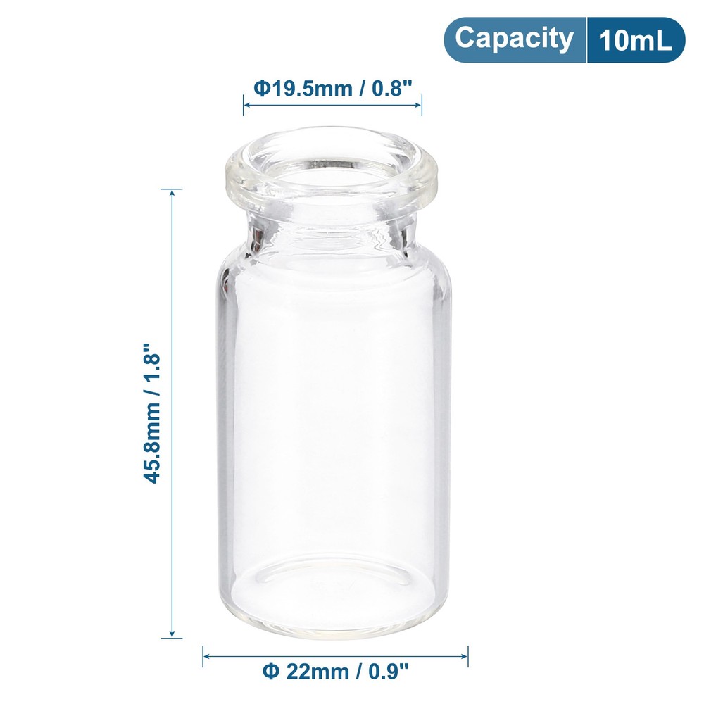 10ml Headspace Sample Vials, 100Pcs 20mm Crimp Top Borosilicate Glass Vials