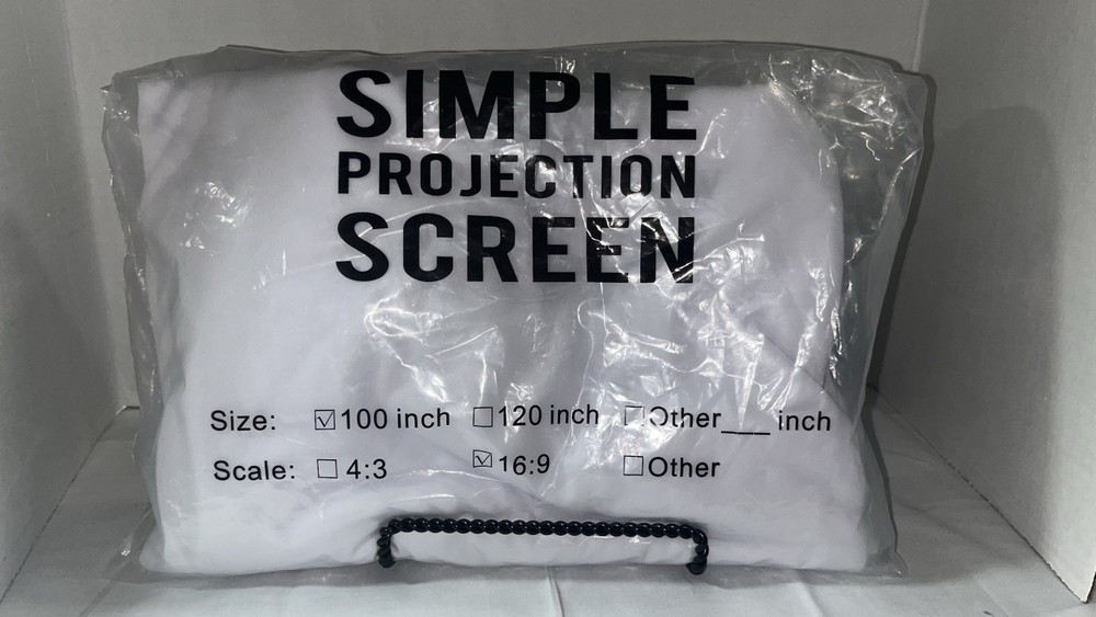 Simple Projection Screen 100 in 16:9 - includes fabric, hooks, adhesive NIP