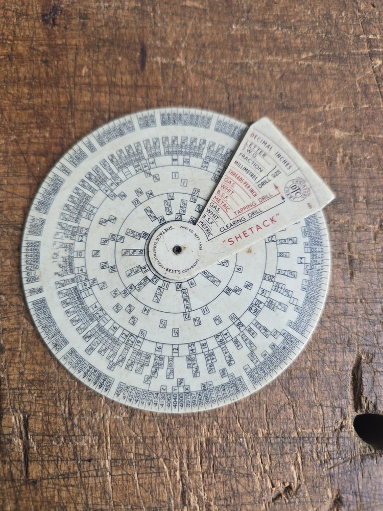 Shetack Engineers DTC Chard 2nd EDITION 1938 DRILL & TAP GAUGE