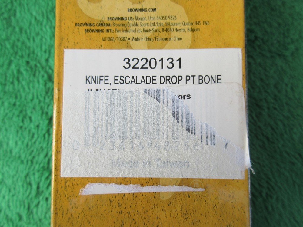 Browning Escalade Drop PT Bone Model 3220131 Fixed Blade Knife Sheath Box