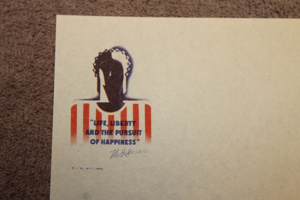 Original WW2 U.S. Home Front Patriotic Letter Head and Matching Envelope Set