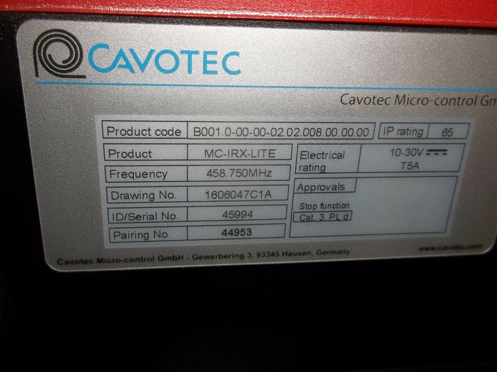 CAVOTEC MC-IRX-LITE MICRO CONTROL LIFTING HOIST RECEIVER (BB6)