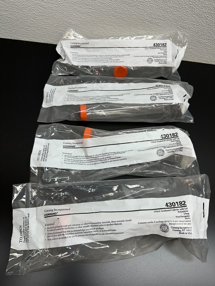 Corning REF 430182 100 mL Polystyrene Graduated Cylinder Sterile Lot 4 PCS
