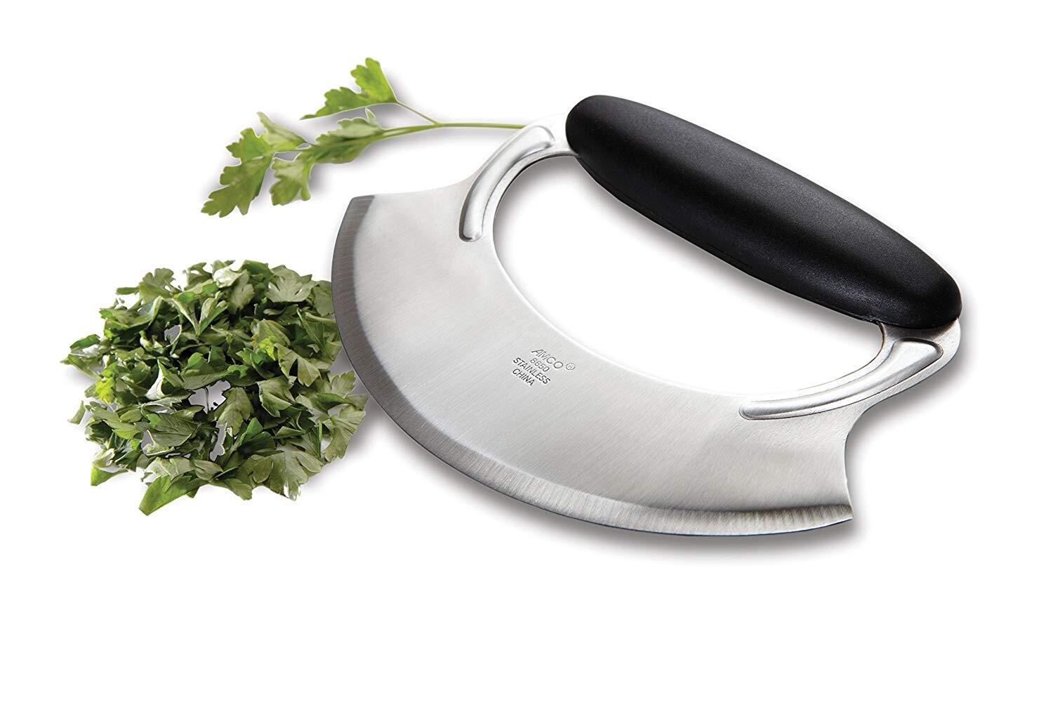 Amco Mezzaluna Stainless Steel With Non Slip Silicone Handle Silver