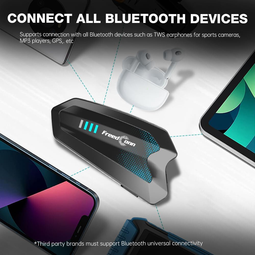 Freedconn Hero Motorcycle Bluetooth Intercom Headset Fast Pairing HD Sound