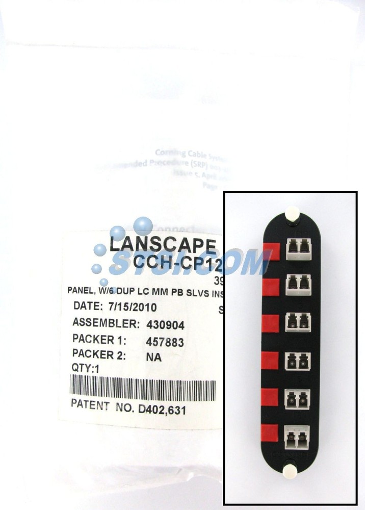 Corning CCH-CP12-A7 Patch Panel, 6 LC Duplex OM1 Multimode 62.5 Adapters ~STSI