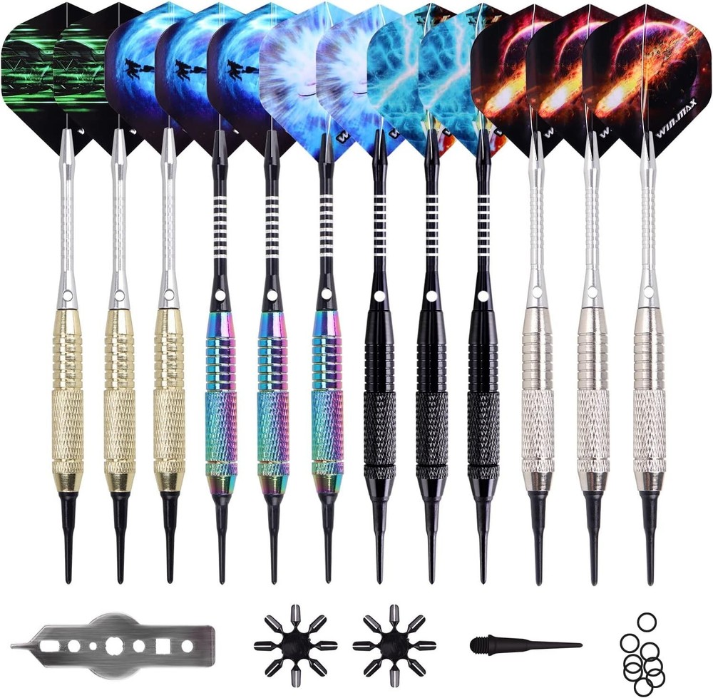 Ultimate Soft Tip Darts Set - 18g 12 Pcs + Accessories