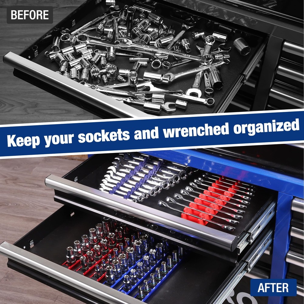 WORKPRO 8-Piece Magnetic Socket Organizer and Wrench Set,...
