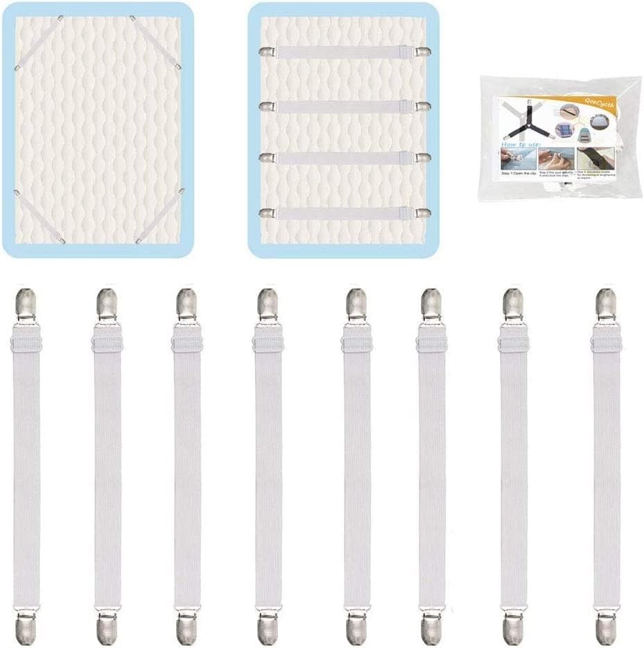 8Pcs Adjustable Bed Sheet Straps Clips, Elastic Mattress Sheet Fasteners Hold...