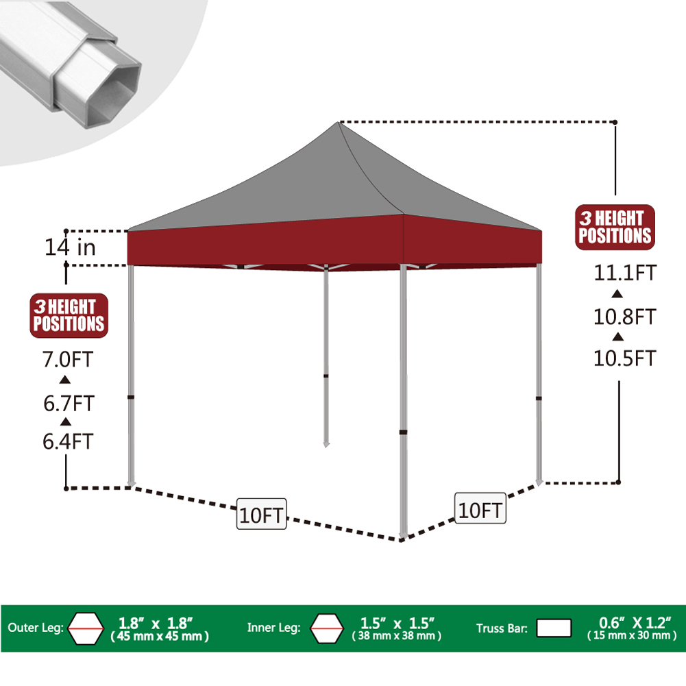 Ez Pop Up Full Aluminum Outdoor Canopy Gazebo Tent, New