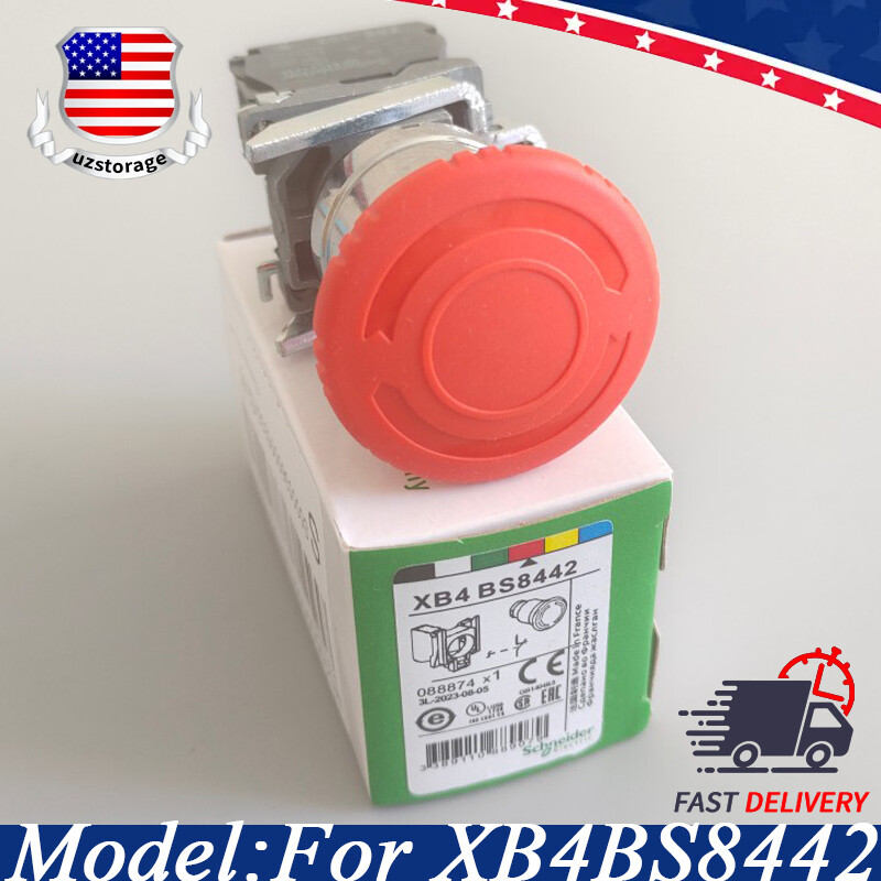 New In Box Emergency Stop Button For Schneider XB4BS8442 XB4-BS8442 Red Head Ø40