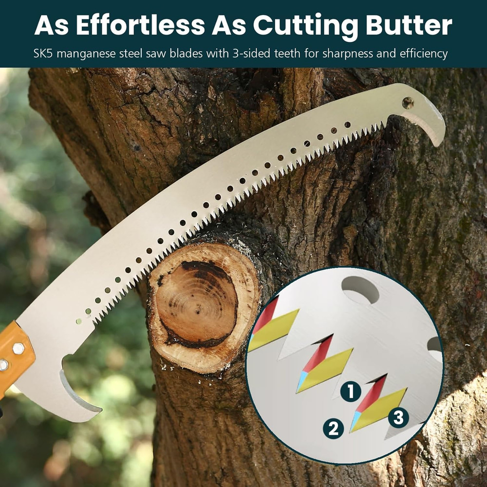 Manual Pole Saws for Tree Trimming 27 FT, Tree Trimmer Long Handle Pruner with T