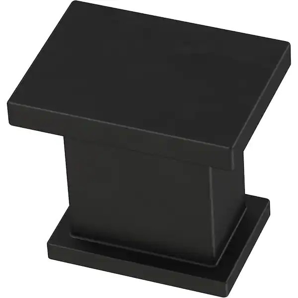 (5 Pack) 15/16 inch Layered Square Knob Flat Black