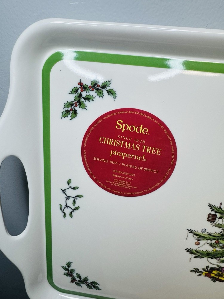 NEW Spode Christmas Tree Melamine Large Handled Tray 19” X 12”