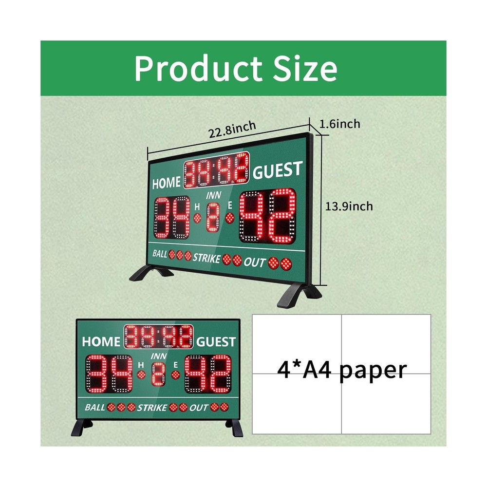 YZ Digital Baseball Scoreboard with Timer Clock, LED Outdoor Electronic Softb...
