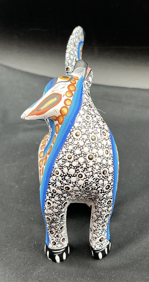 Alebrije Wooden Coyote Sculpture Painted By Margarita & Gabriela Sosa 4.5” X 6”