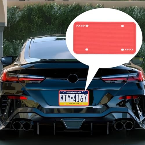 2PCS Silicone License Plate Frames, Rust Proof US Car License Plate Holders Red