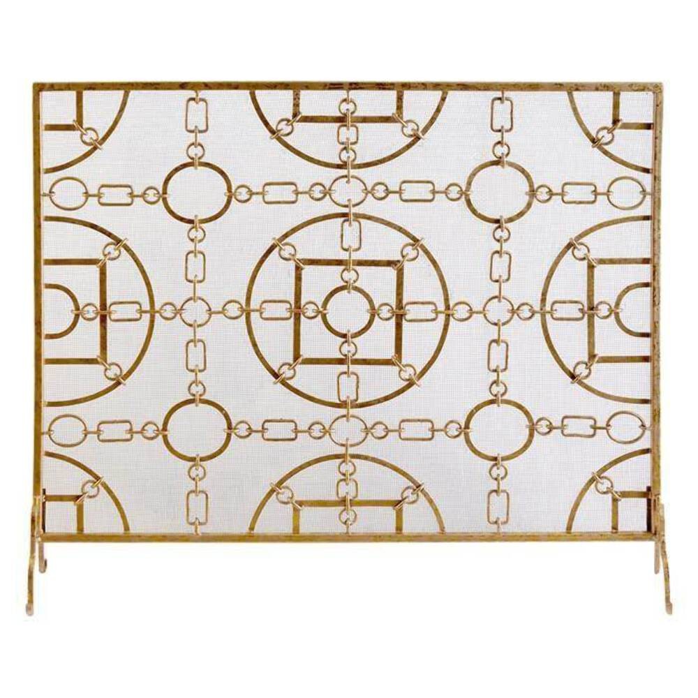 Single Panel Fireplace Screen in Italian Gold