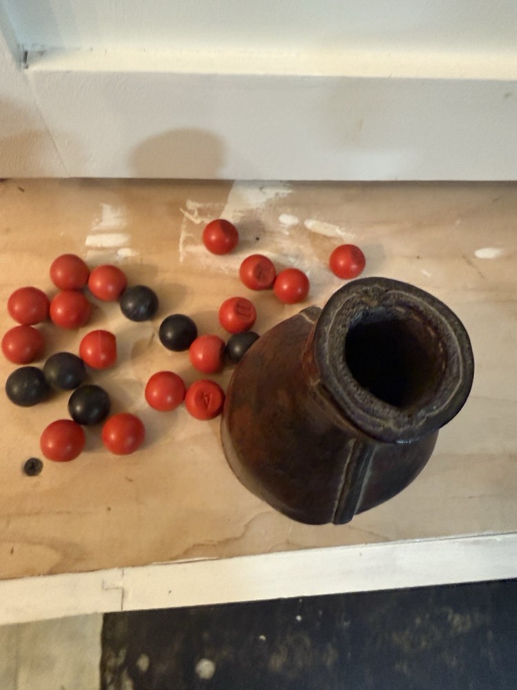 Brown Leather Pea Pool Bottle With Game Balls