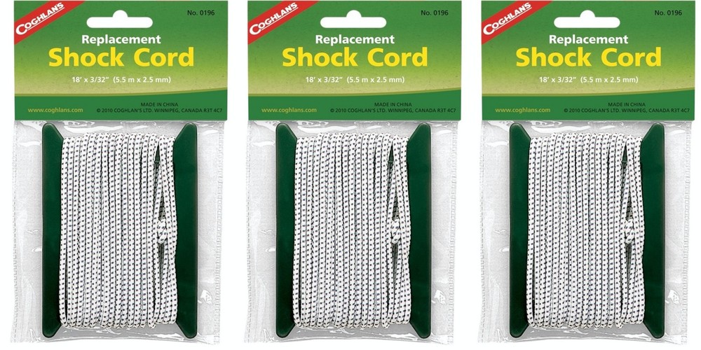 Coghlan's Replacement Shock Cord, 18' x 3/32" (3-Pack)