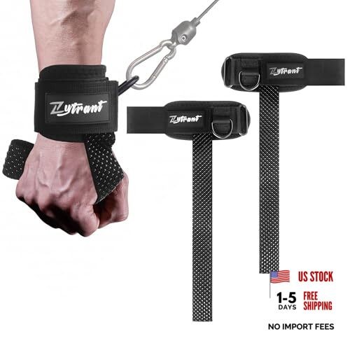 Weight Lifting Straps with Cuffed D Ring,Heavy Duty Thyick Comfortable Black