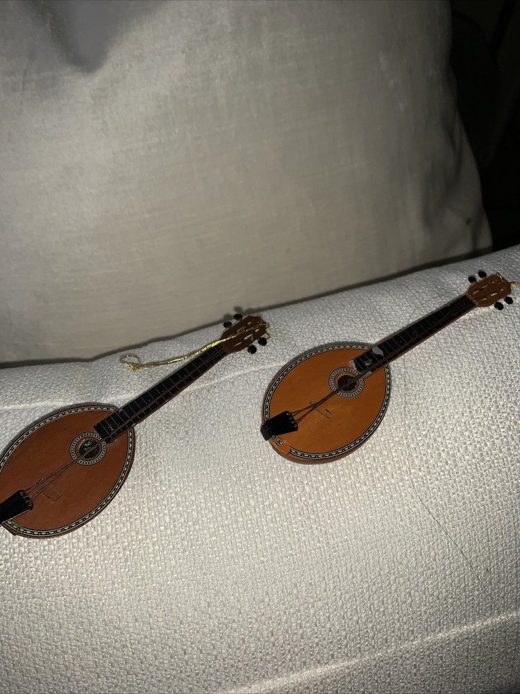 MANDOLIN BANJO Metal Handle Thread Strings Made Philippines Ornaments SET 2 ❤️tb