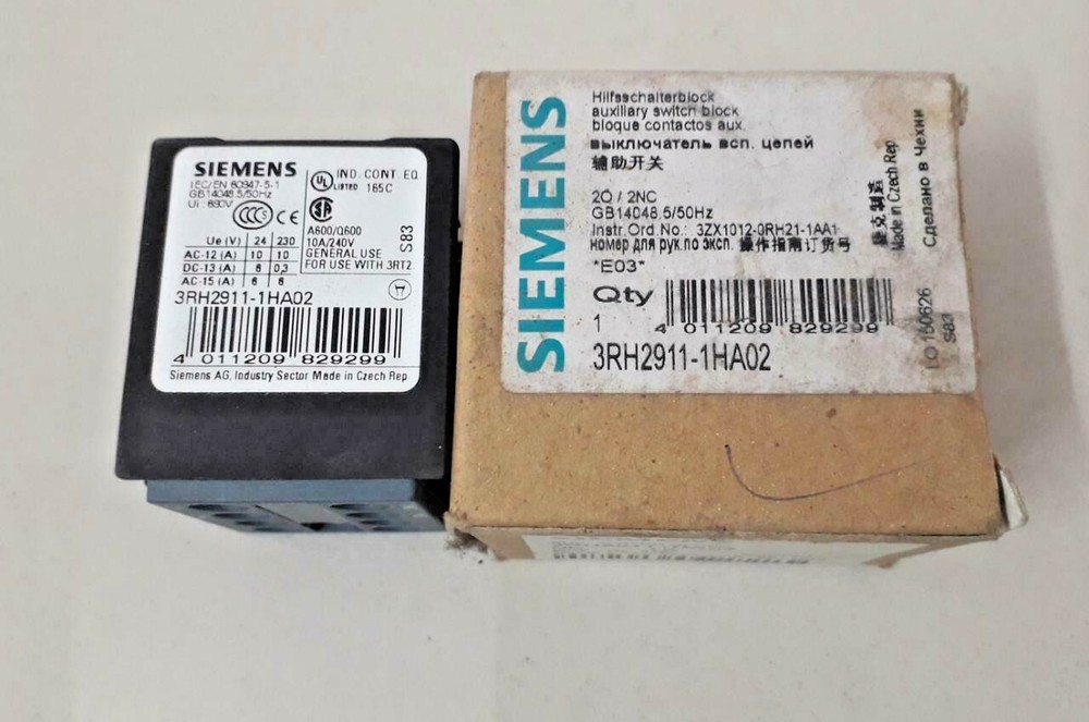 2 pcs SIEMENS 3RH2911-1HA02 AUXILIARY SWITCH BLOCK NEW