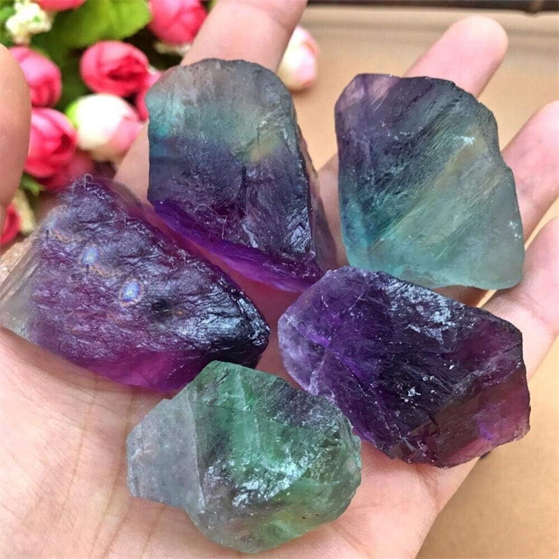 Raw Rainbow Fluorite Chunks Rough Rocks Healing Chakra Crystal Mineral Specimens