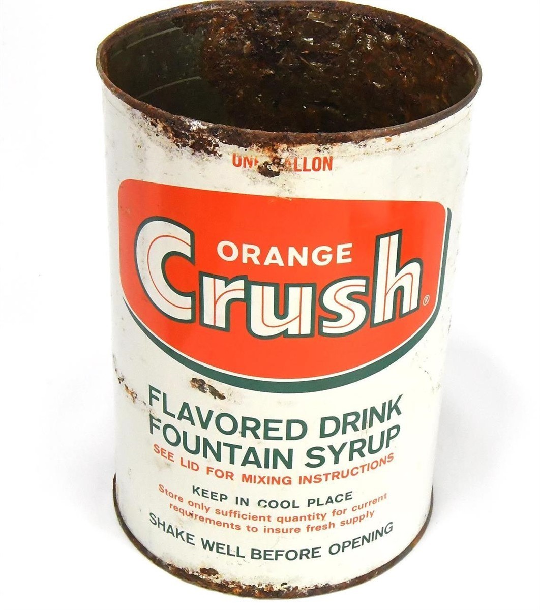 Vintage Orange Crush Soda Pop Fountain Syrup Gallon Advertising Can Tin