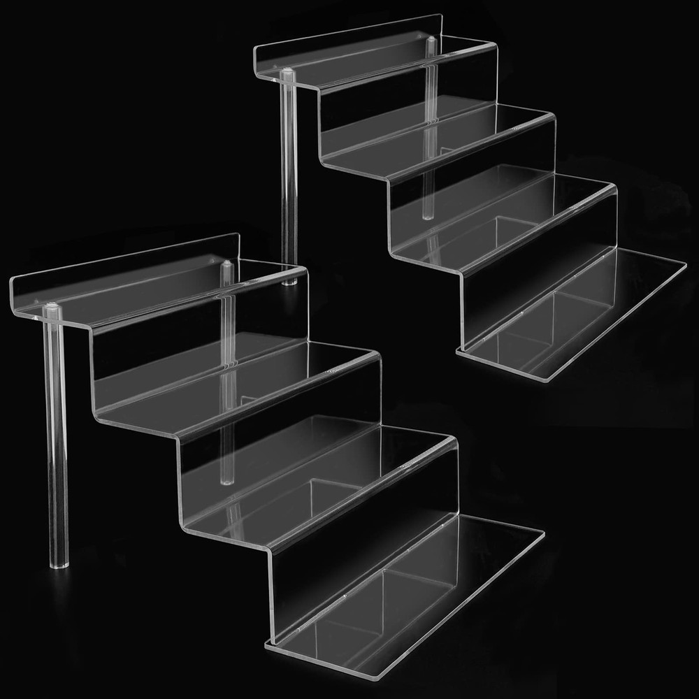 2 Sets 4 Tier 9ย Acrylic Riser Display Shelf Clear Risers For Displayclear P...