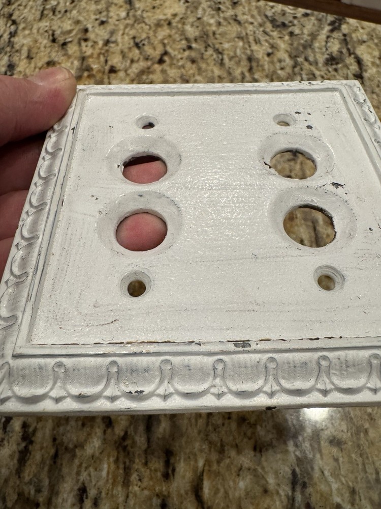 Vintage Metal Double Push Button Switch Plate