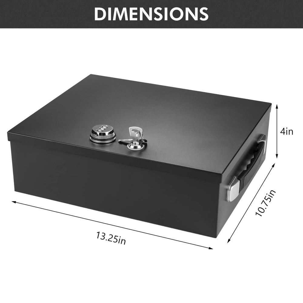 Fire Retardant Strong Box, Dual Combination and Key Lock Security Chest