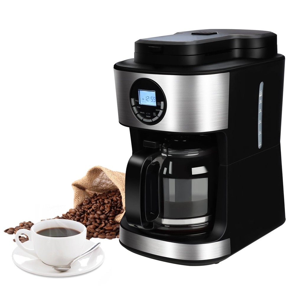 Coffee Maker with Grinder 12 Cups, Programmable Grind and Brew Coffee