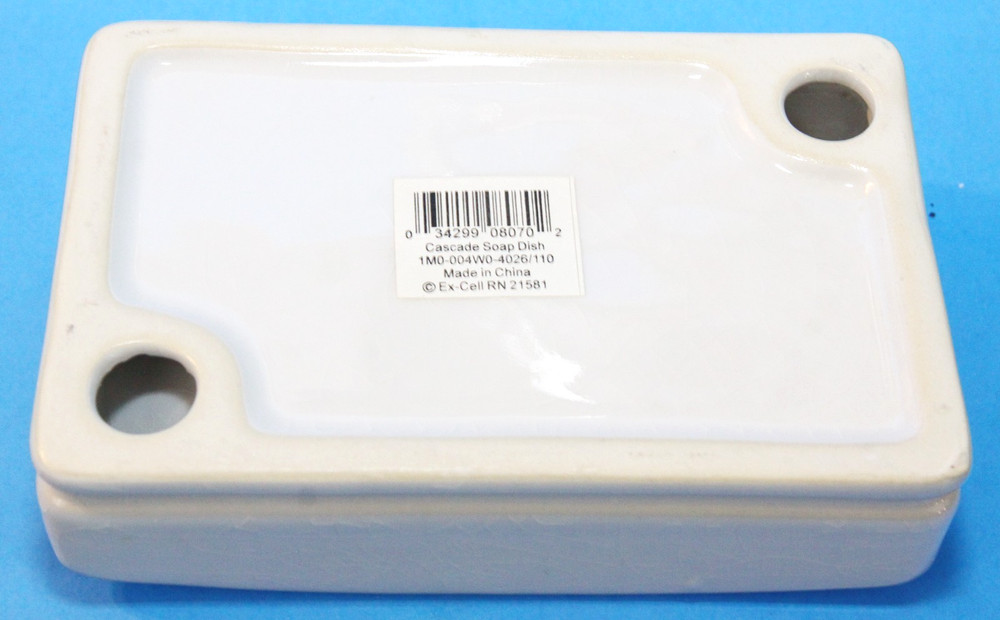Cascade Ceramic Soap Dish White Beige Rectangular 5.5" Long Crackle Finish