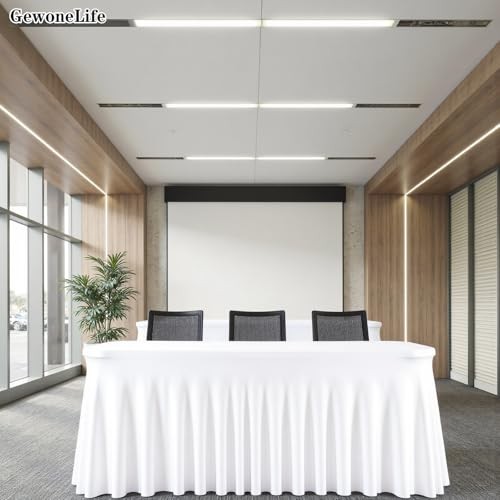 2 Pack Rectangle Tablecloths, Washable Stretch Fitted 6 Feet - 2 Pack White