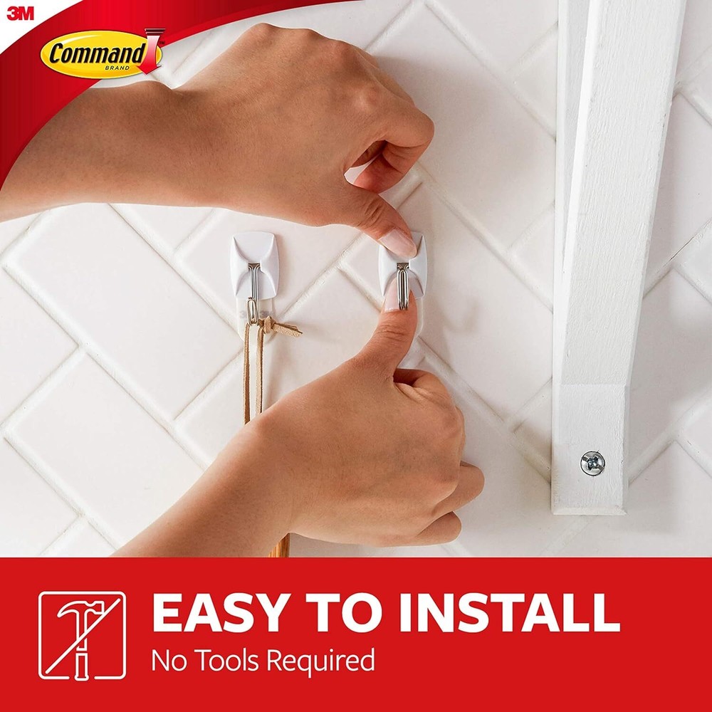 Command Small Wire Toggle Hooks, Damage Free Hanging Wall Hooks with White