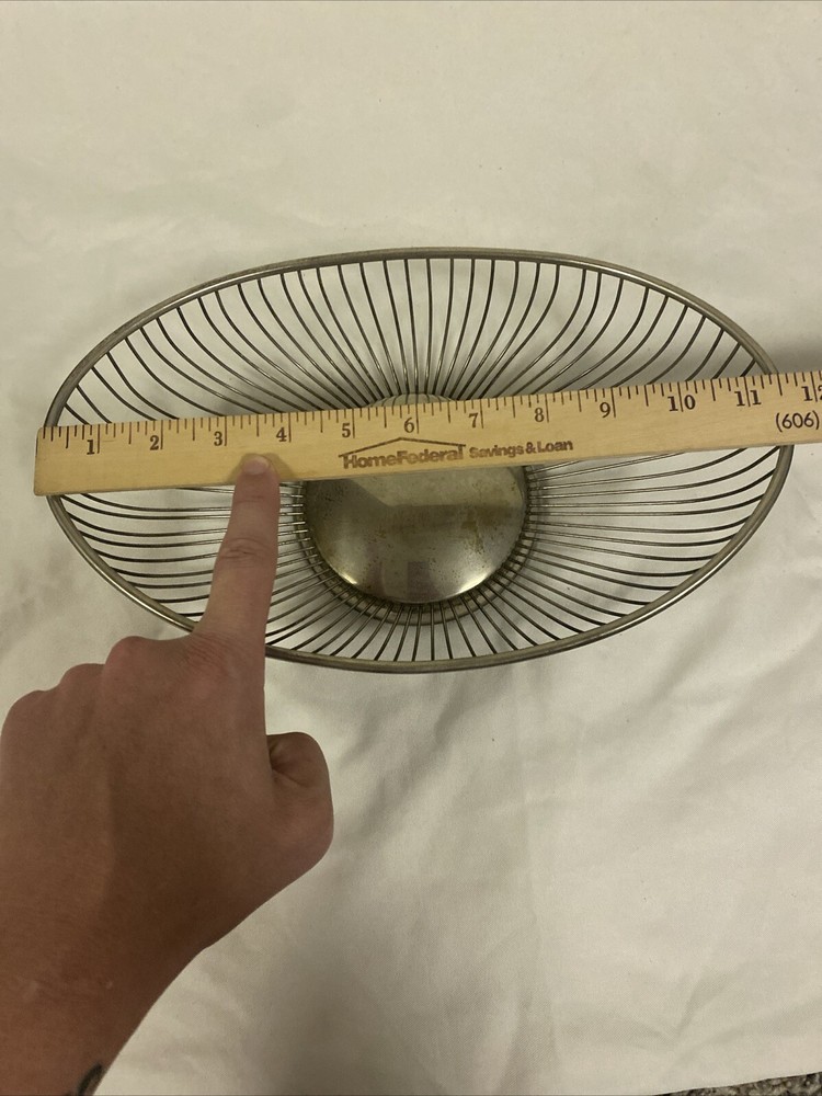 Vintage Leonard Silverplate Oval Wire Bread Basket Fruit Serving Bowl Hong Kong