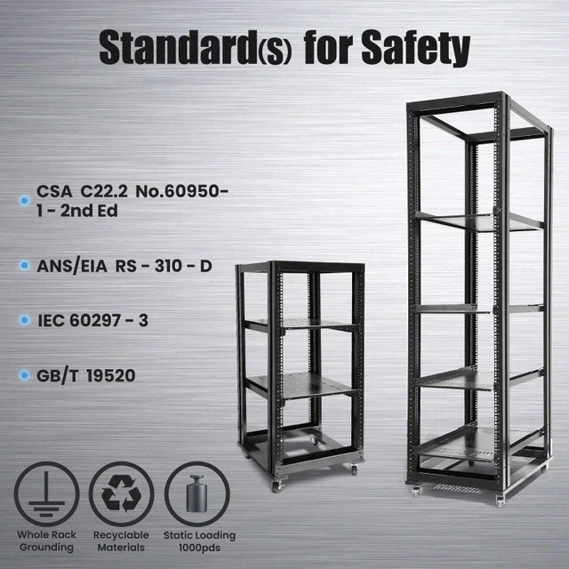 27U 4-Post Open Frame Server Rack 800MM Deep 19" Adjustable L Rails 700LB