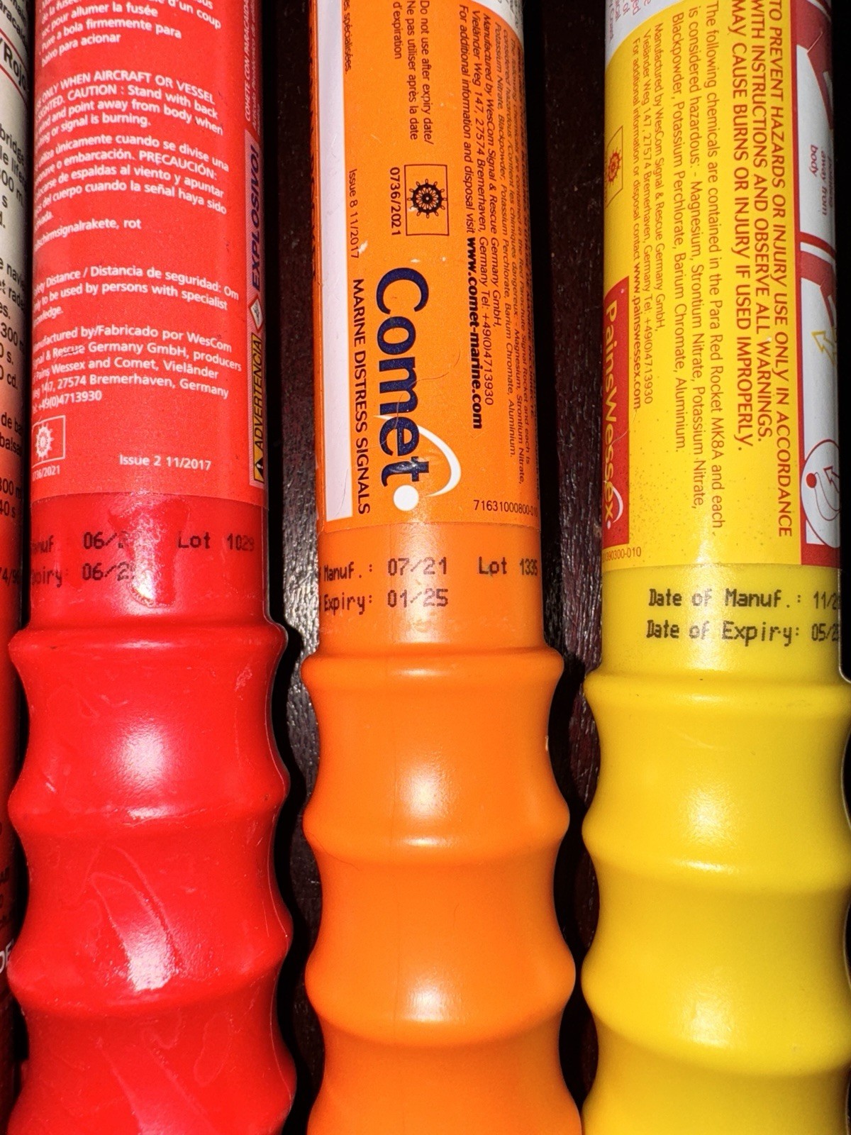 5pc RED PARACHUTE SIGNAL Flares ultra bright Pyro Mg based (USCG CERT SOLAS 74)