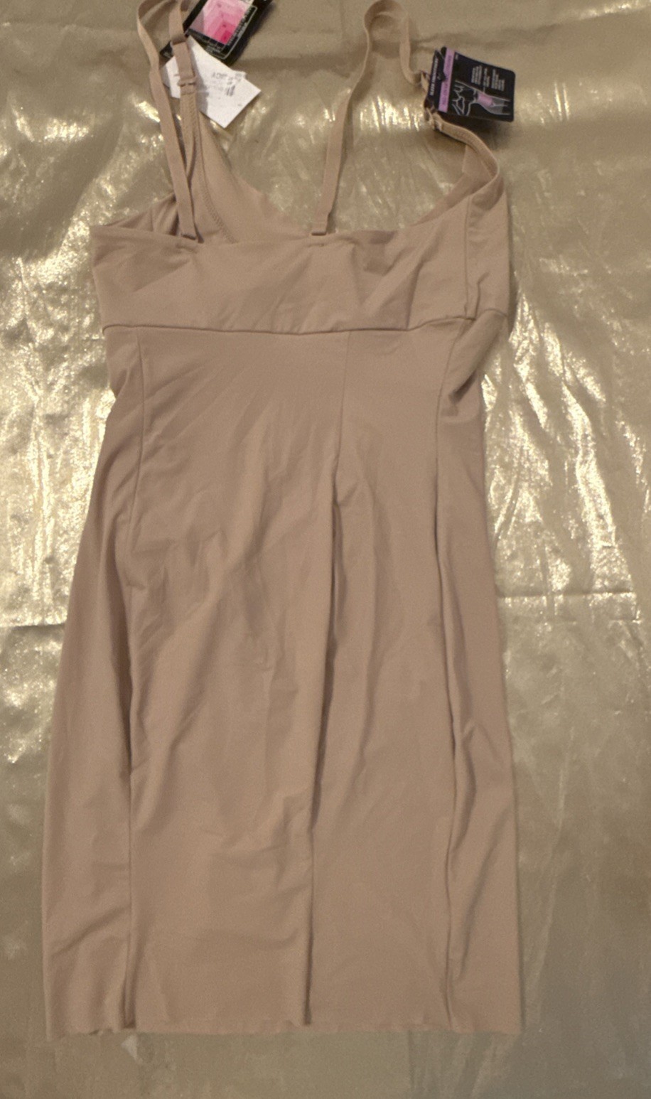 NWT Madenform Wear Your Own Bra Slip Built in Panty Firm Control Beige Size M