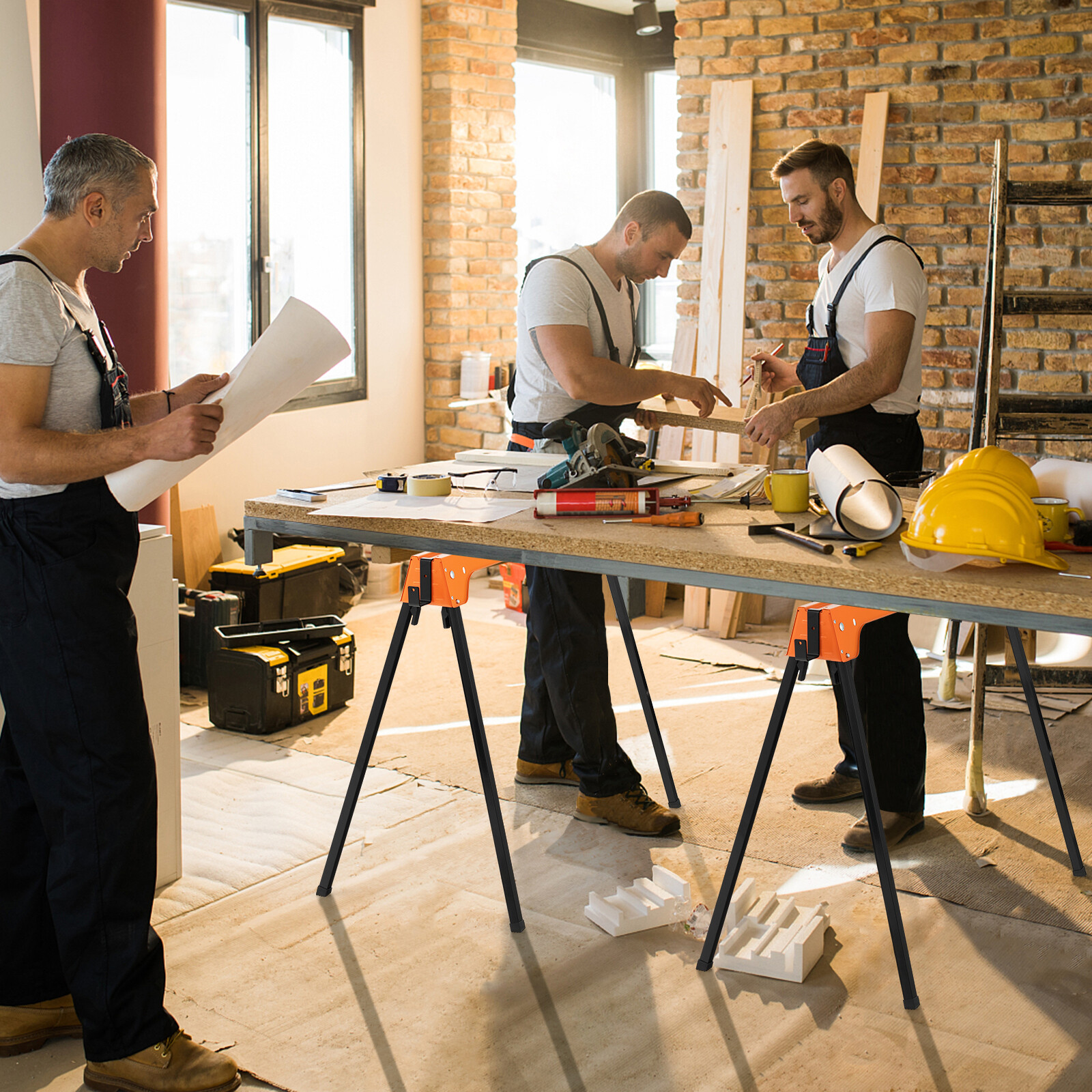 Folding Saw Horses 2 Pack Sawhorse Portable Heavy Duty 1366 LBS Weight Capacity