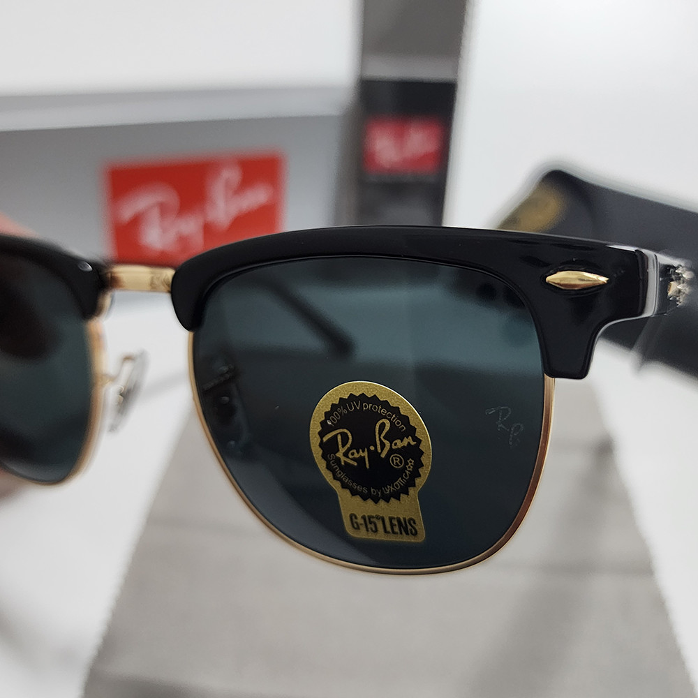 Ray-Ban RB3016 Sunglasses Clubmaster Classic Black Frame Glass Gray Lens 51 mm